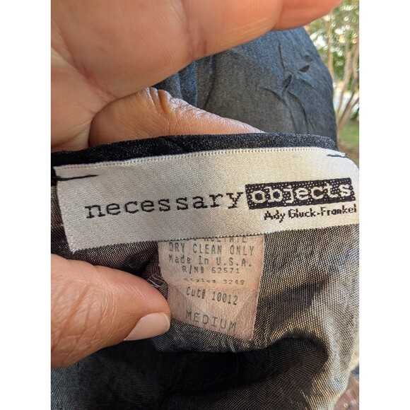 VTG 90s Y2K 'Necessary Objects' Black Crinkled Bubble Hem Maxi Skirt - (Sm/ 26") - Picture 6 of 7